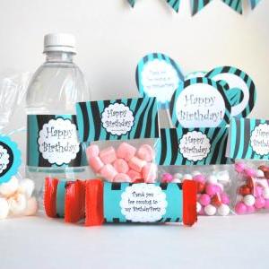 Zebra Printable Party Birthday Package - Black And..