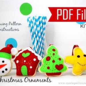 Pdf Diy Christmas Ornament Set Of 4 Felt Sewing..