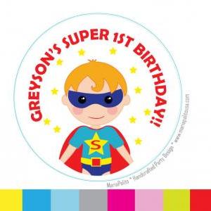 Superhero Stickers, Superhero Party Personalized..