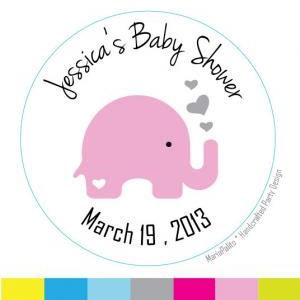 Baby Shower Stickers, Baby Elephant , Personalized..