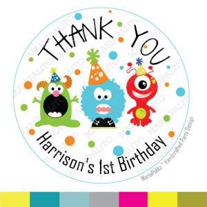 Monster Birthday Party Personalized Thank You..