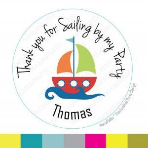 Sailboat Stickers Party Personalized Nautical..