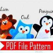 PDF Sewing Pattern for Lion, Owl and Penguin Hand puppet - 3 Puppet Pattern PDF File A510