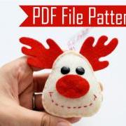 Holiday Reindeer Christmas Ornament Sewing pattern - PDF ePATTERN A657