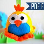 Baby CHICK, Big eyes chick plush Ornament PDF Sewing pattern A569