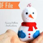 Snowman Christmas Ornament PDF Sewing pattern , Kids craft Project A773