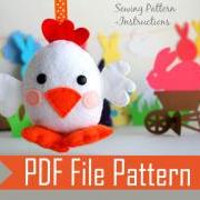 Chick Chicken Sewing pattern - PDF ePATTERN plush Ornament A572