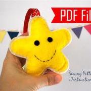 DIY Happy Star Felt Christmas Ornament gingerbread cookie Ornament Instant download Mariapalito A870