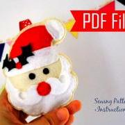 DIY Santa Claus Sewing pattern - PDF ePATTERN , Christmas Ornament MariaPalito Instant Download A871