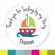 Sailboat stickers Party Personalized Nautical PRINTED round Stickers, tags, Labels or Envelope Seals MariaPalito A727