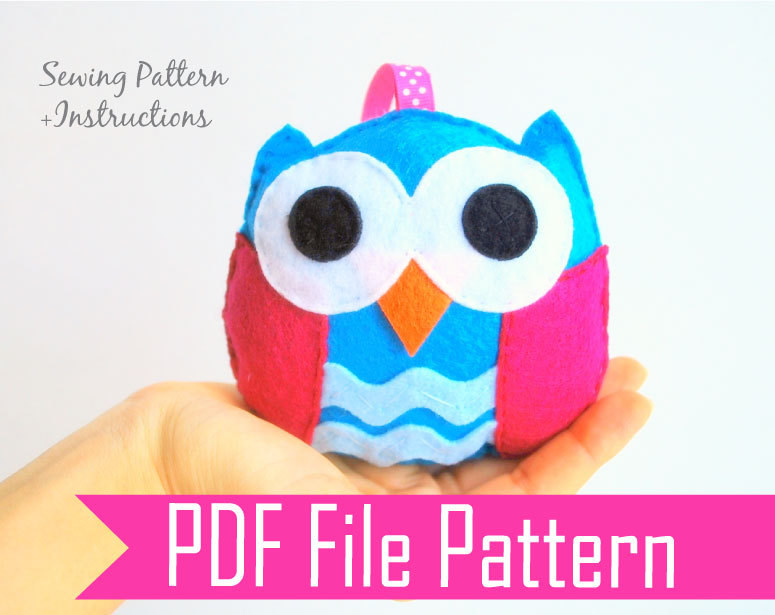 Baby Owl Plush Toy, Rattle Baby Toy Pdf Sewing Pattern , Kids Craft Project A668