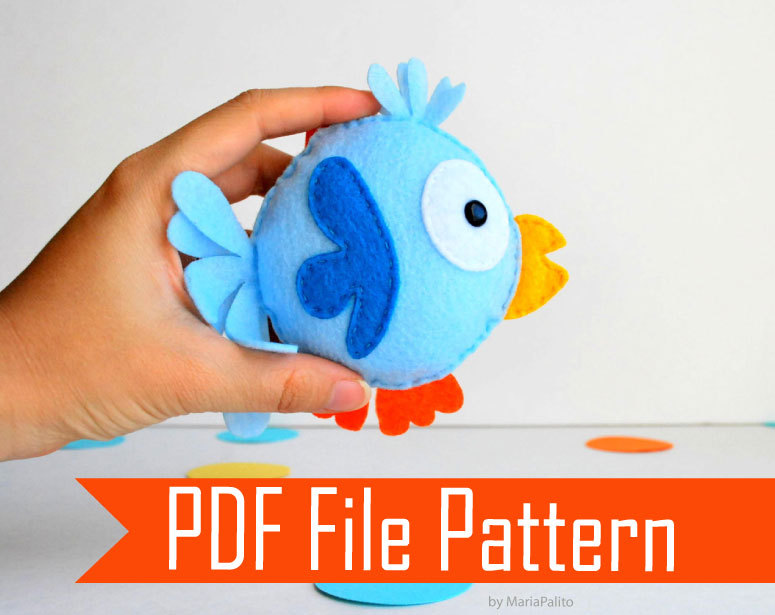 Felt Bird Sewing Pattern - Pdf Epattern Plush Pattern - Diy