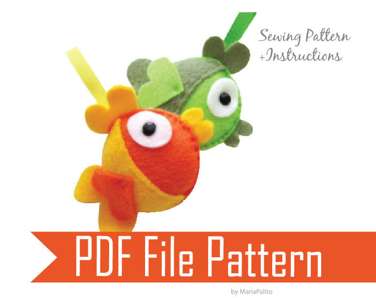 Diy Felt Fish - Pdf Sewing Pattern Felt Fish Ornament A199