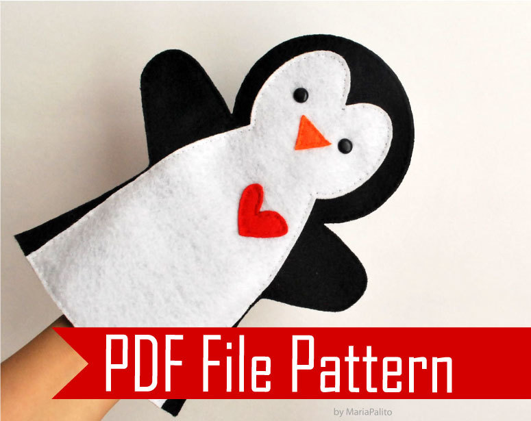 Penguin Hand Puppet Pdf Sewing Pattern A511