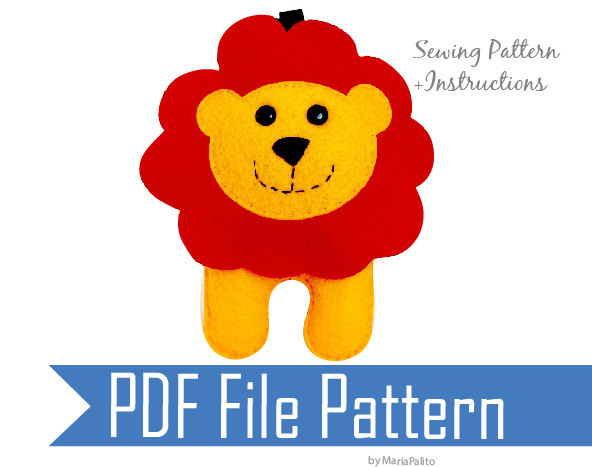 Baby Lion Pdf Sewing Pattern For Felt Lion Ornament A505