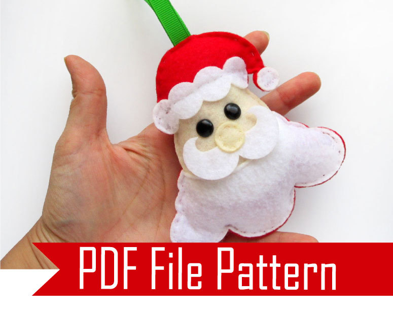 Santa Claus Sewing Pattern - Pdf Epattern , Christmas Ornament A492