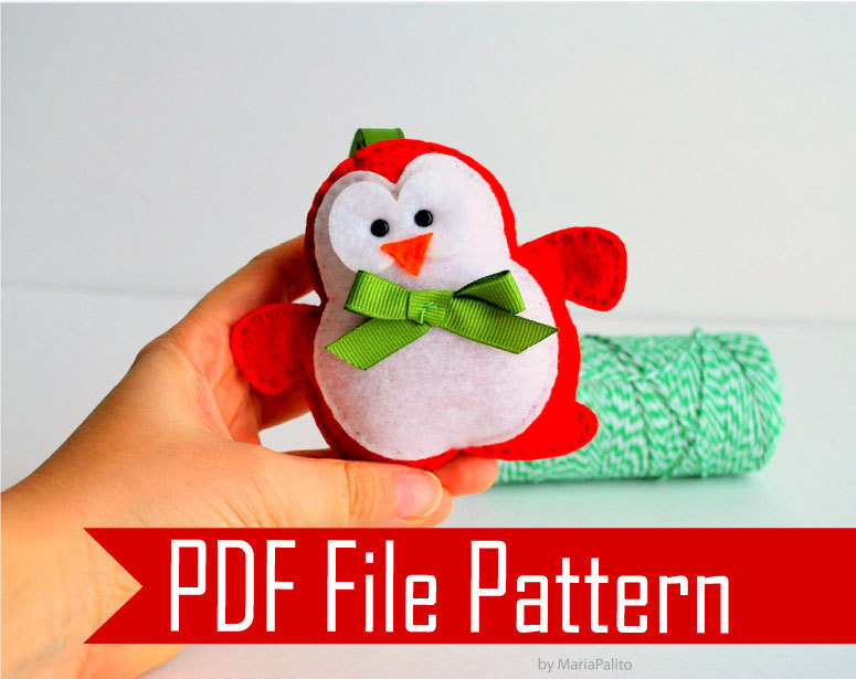 Christmas Penguin Sewing Pattern - Pdf Epattern Christmas Ornament A509