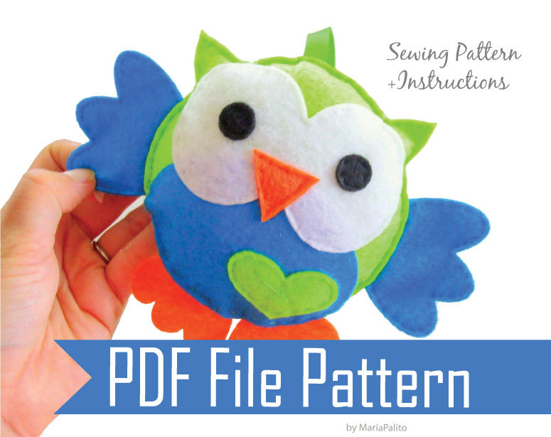 Baby Owl Sewing Pattern - Pdf Epattern For Felt Owl Toy Pillow A325