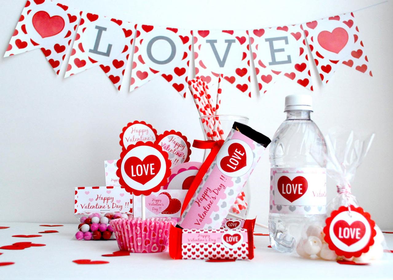 Party - Sweet Love Valentine Full Printable Collection Pdf File , Diy Party Set A489