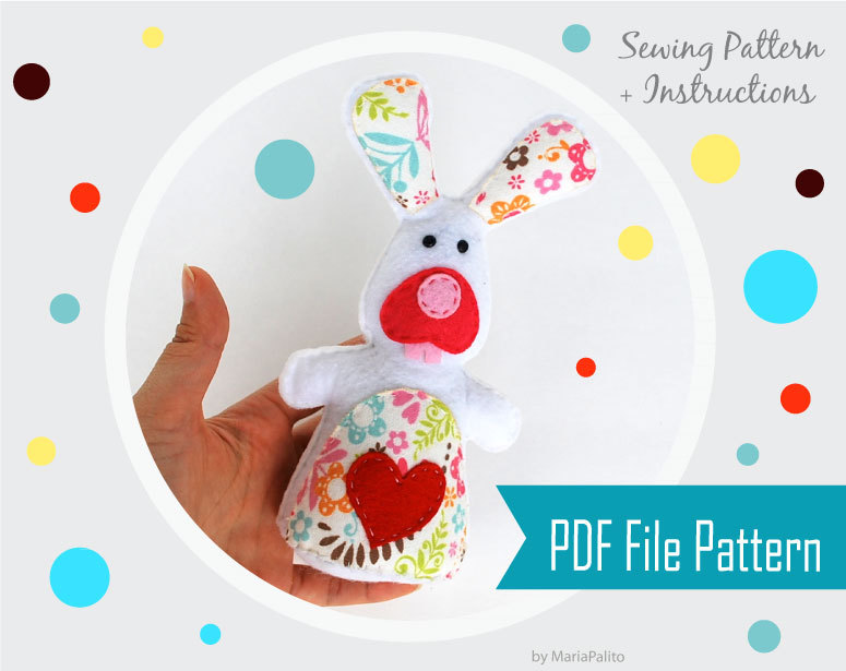 Plush Rabbit Sewing Pattern, Pdf Sewing Pattern.felt Bunny Plush Toy Mariapalito A801