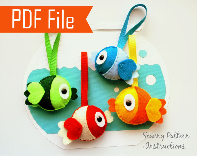 Diy Plush Felt Fish Sewing Pattern, Felt Fish Plush Kids Craft Project Mariapalito Instant Download A873