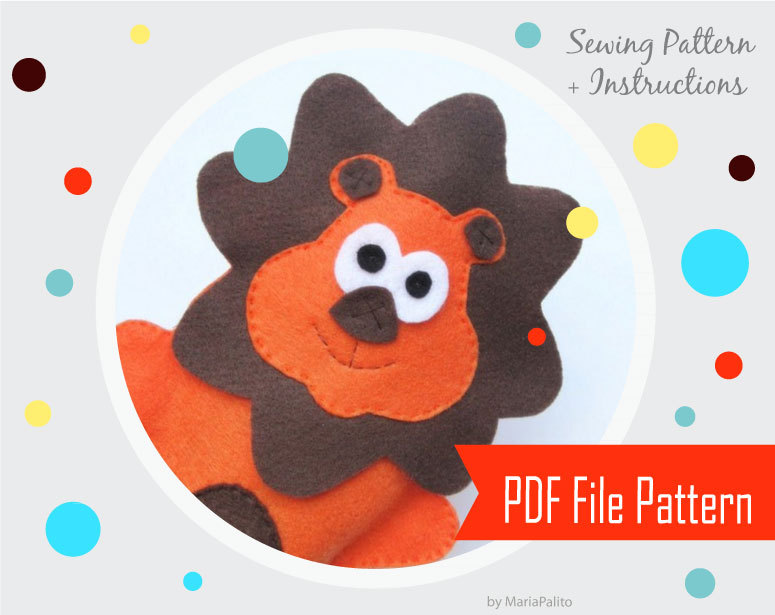 Lion Hand Puppet Sewing Pattern - Pdf Epattern Instant Download A376