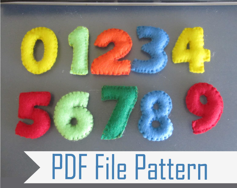 Numbers, Learning The Numbers From 1 To 9 Diy Pdf Sewing Pattern, Make Your Own Felt Numbers A807