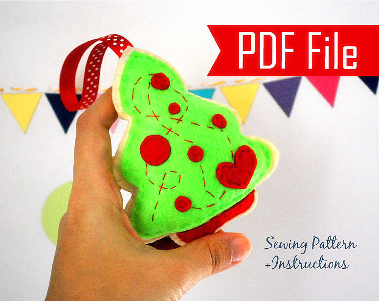 Diy Christmas Tree Ornament Sewing Pattern - Pdf Epattern , Christmas Ornament Instant Download A875