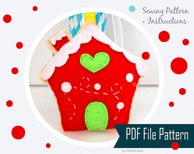 Diy Ginger Bread House Christmas House Sewing Pattern - Pdf Epattern , Christmas Ornament Instant Download A909