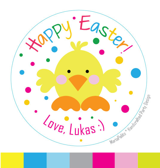 Personalized Printed Stickers, Happy Easter Round Stickers, Envelope Seals A576