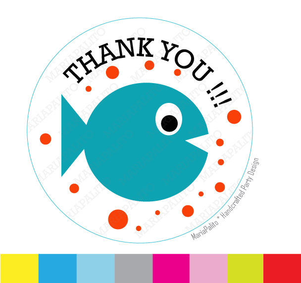 Baby Fish Stickers,thank You Fish Stickers, Under The Sea Party Favor Stickers, Thank You Labels Or Envelope Seals Mariapalito A935
