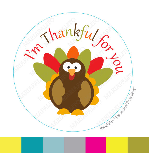 Thanksgiving Stickers, I Am Thankful For You Turkey ...