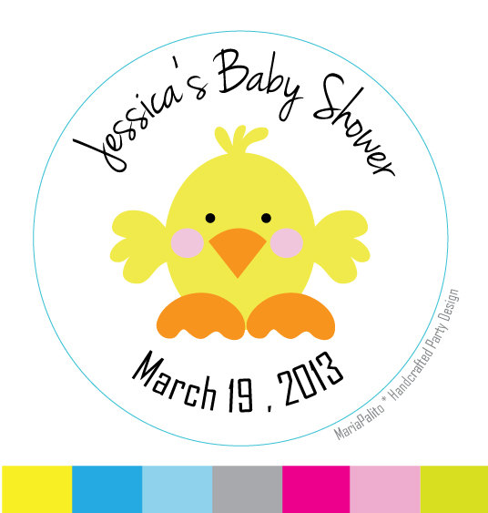 Baby Shower Stickers Baby Chick , Personalized Baby Shower Printed Round Stickers, Tags, Labels Or Envelope Seals A579