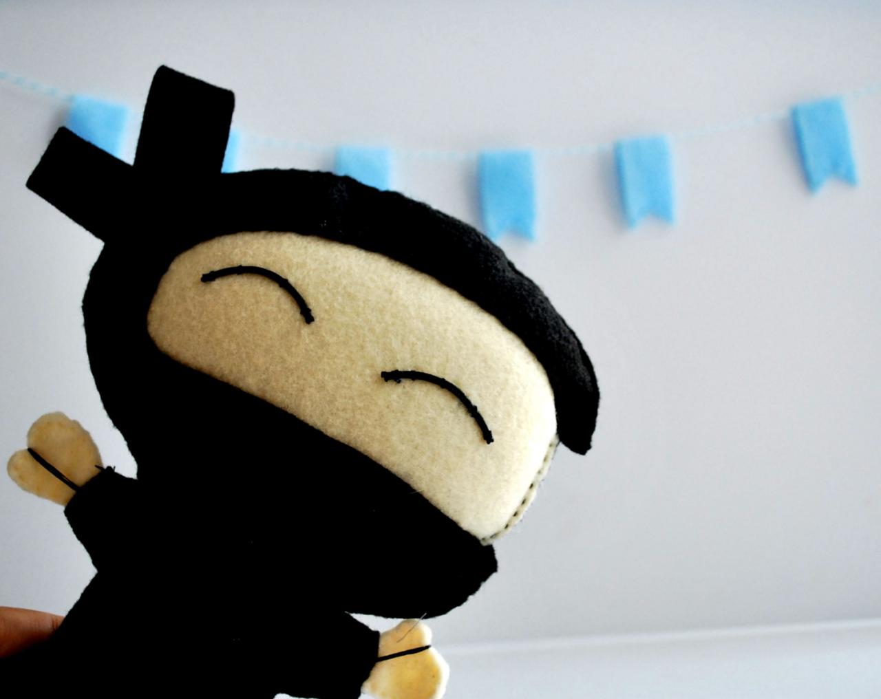 Felt Ninja Toy Sewing Pattern - Small Hand Puppet A1092