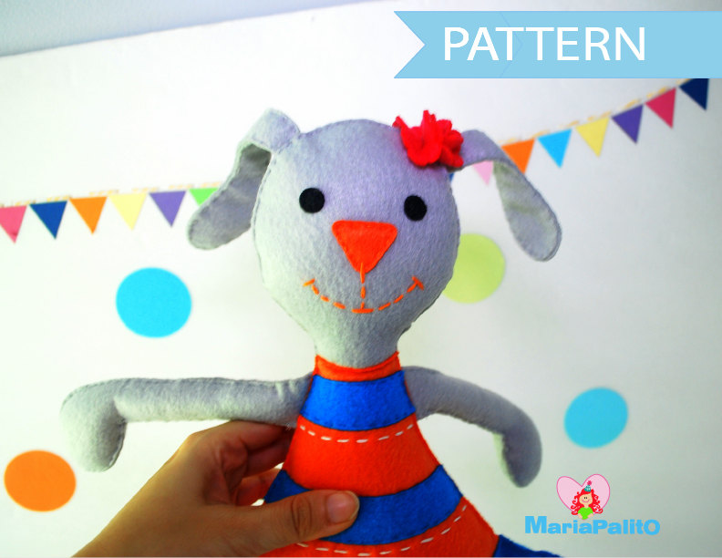 Felt Bunny Pattern, Bunny Doll Pattern, Clementine Bunny Sewing Pattern, Pdf Sewing Pattern A1097