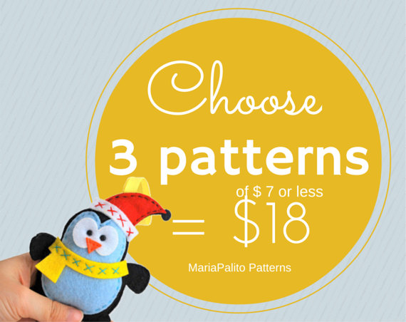 Pattern Pack Of 3, Choose 3 Pdf Patterns (of 7 Dollars Or Less) For 18 Dollars