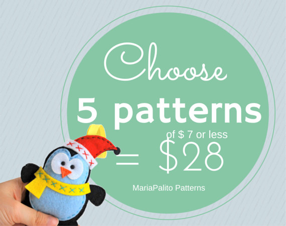 Choose 5 Pdf Patterns (of 7 Dollars Or Less) For 28 Dollars