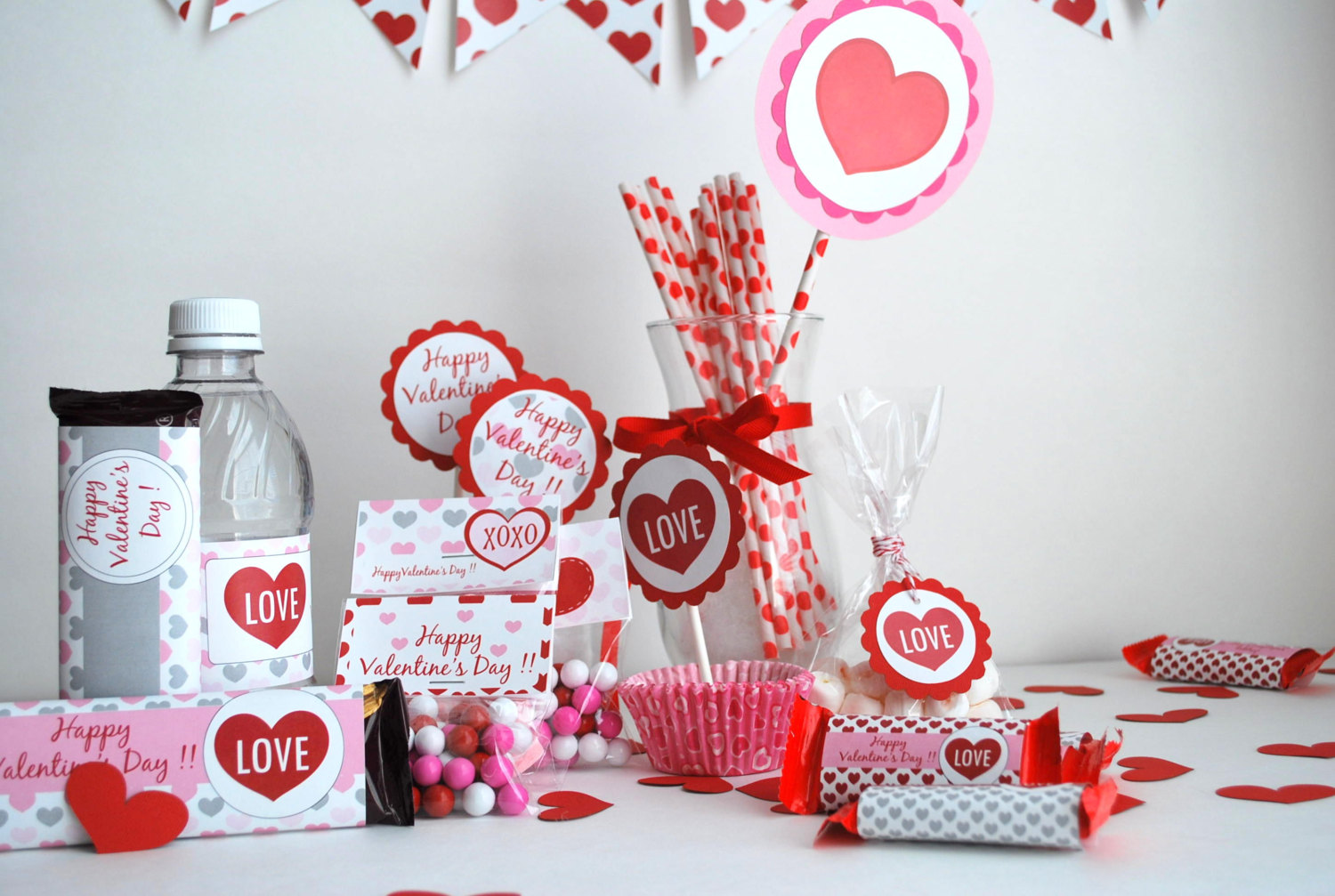 Party Sweet Love Valentine Full Printable Collection PDF File , DIY